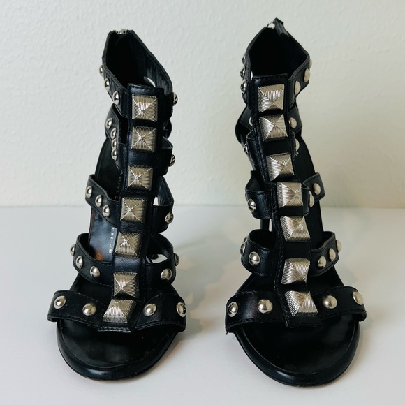 FABULOUS GIUSEPPE ZANOTTI BLACK STUDDED STILETTO HEELS - Picture 3 of 5